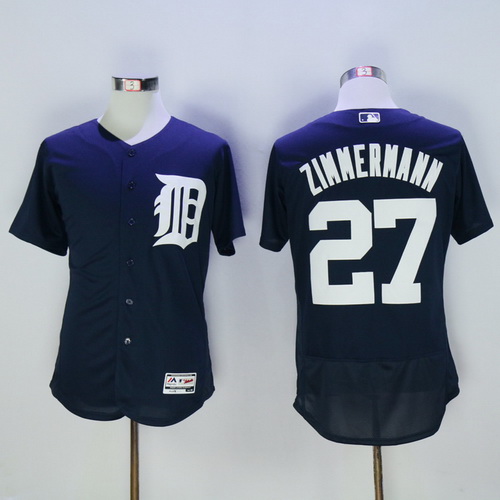 Men's Detroit Tigers #27 Jordan Zimmermann Navy Blue 2016 Flexbase Majestic Baseball Jersey