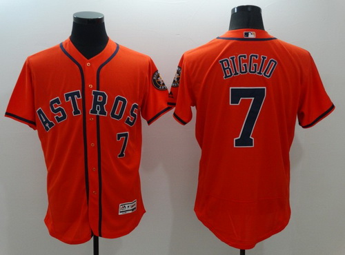 Men's Houston Astros #7 Craig Biggio Retired Orange 2016 Flexbase Majestic Baseball Jersey