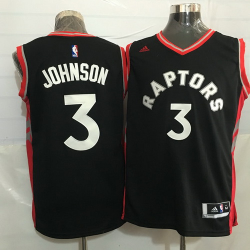 Men's Toronto Raptors #3 James Johnson Black With Red New NBA Rev 30 Swingman Jersey