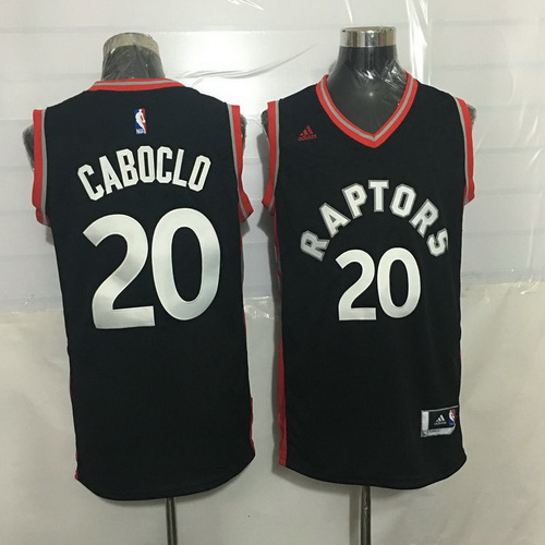 Men's Toronto Raptors #20 Bruno Caboclo Black With Red New NBA Rev 30 Swingman Jersey