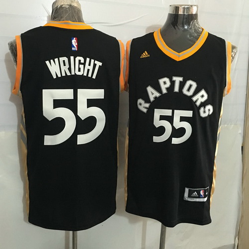 Men's Toronto Raptors #55 Delon Wright Black With Gold New NBA Rev 30 Swingman Jersey