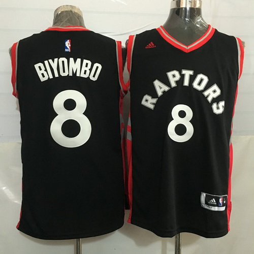 Men's Toronto Raptors #8 Bismack Biyombo Black With Red New NBA Rev 30 Swingman Jersey