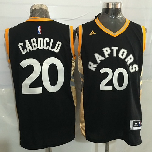 Men's Toronto Raptors #20 Bruno Caboclo Black With Gold New NBA Rev 30 Swingman Jersey