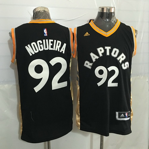 Men's Toronto Raptors #92 Lucas Nogueira Black With Gold New NBA Rev 30 Swingman Jersey