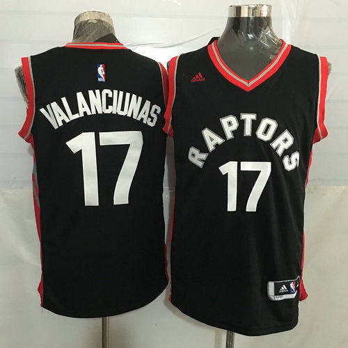 Men's Toronto Raptors #17 Jonas Valanciunas Black With Red New NBA Rev 30 Swingman Jersey