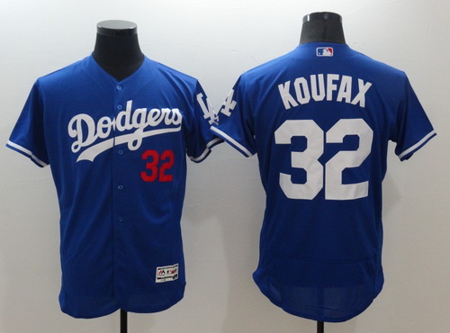 Men's Los Angeles Dodgers #32 Sandy Koufax Retired Blue 2016 Flexbase Majestic Baseball Jersey