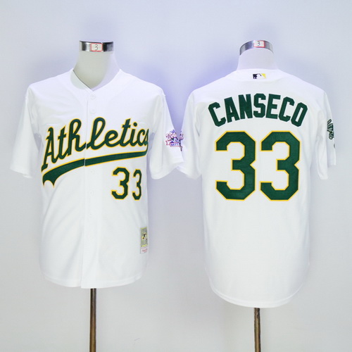 Men's Oakland Athletics #33 Jose Canseco Retired White Majestic Cooperstown Collection Throwback Jersey