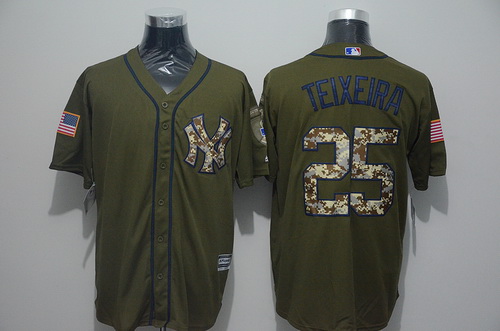 Men's New York Yankees #25 Mark Teixeira Green Salute to Service Majestic Baseball Jersey