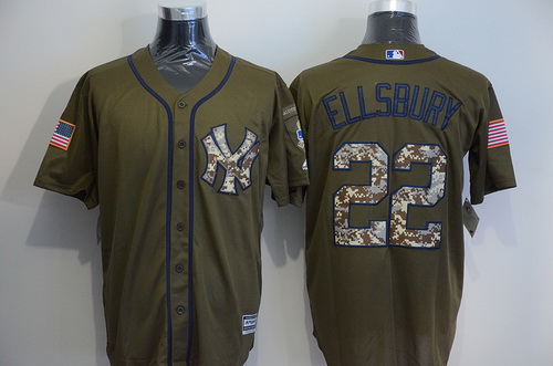 Men's New York Yankees #22 Jacoby Ellsbury Green Salute to Service Majestic Baseball Jersey