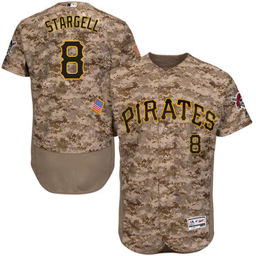 Men's Pittsburgh Pirates #8 Willie Stargell Retired Camo Collection 2016 Flexbase Majestic Baseball Jersey