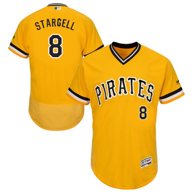 Men's Pittsburgh Pirates #8 Willie Stargell Retired Yellow 2016 Flexbase Majestic Baseball Jersey