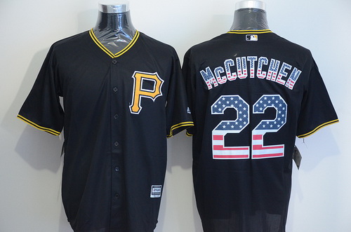 Men's Pittsburgh Pirates #22 Andrew McCutchen Black USA Flag Fashion MLB Baseball Jersey