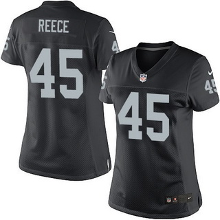 Women's Oakland Raiders #45 Marcel Reece Limited Black Home Nike Jersey