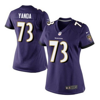 Women's Baltimore Ravens #73 Marshal Yanda Nike Game Purple Home Jersey