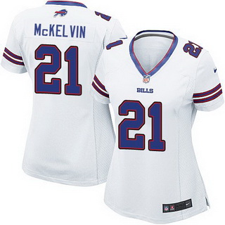 Women's Buffalo Bills #21 Leodis McKelvin White Road NFL Nike game Jersey