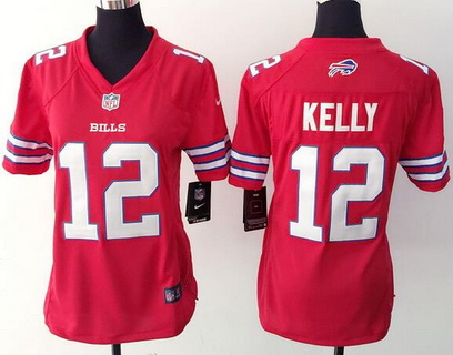 Women's Buffalo Bills #12 Jim Kelly Retired Player Nike Red Color Rush 2015 NFL Game Jersey
