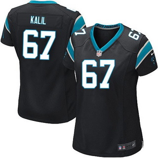 Women's Carolina Panthers #67 Ryan Kalil Nike Game Home Black Jersey