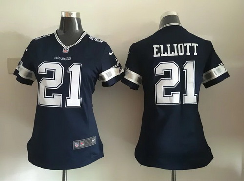 Women's Dallas Cowboys #21 Ezekiel Elliott Navy Blue Team Color NFL Nike Game Jersey