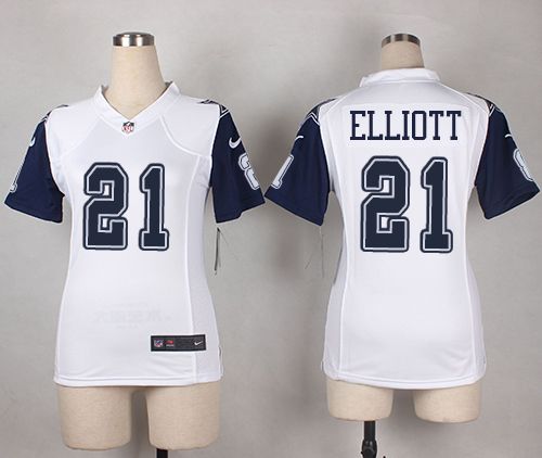 Women's Dallas Cowboys #21 Ezekiel Elliott Nike White Color Rush 2015 NFL Game Jersey