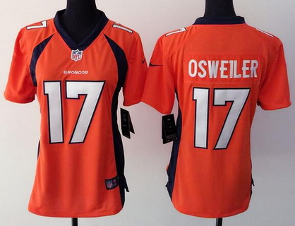 Women's Denver Broncos #17 Brock Osweiler Orange Team Color NFL Nike Game Jersey