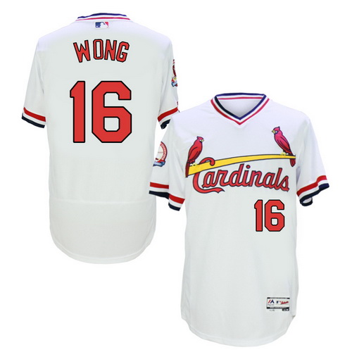 Men's St. Louis Cardinals #16 Kolten Wong White Pullover 2016 Flexbase Majestic Baseball Jersey