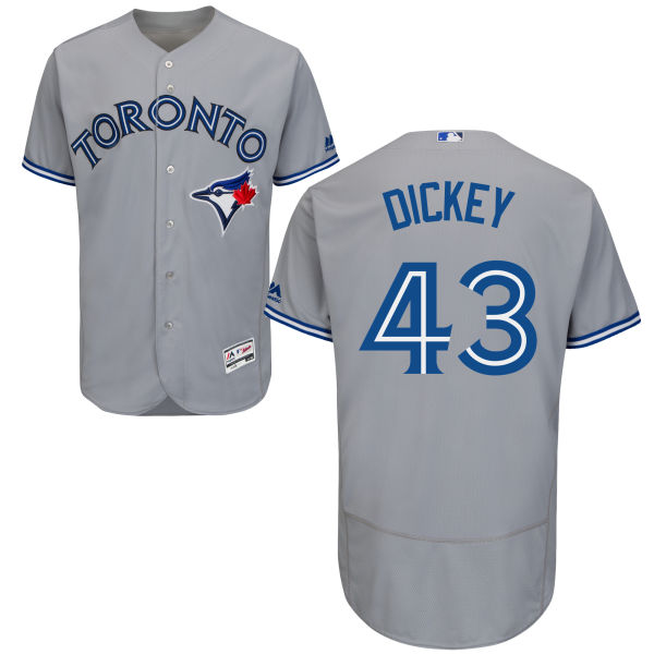 Men's Toronto Blue Jays #43 R.A. Dickey Gray Road 2016 Flexbase Majestic Baseball Jersey