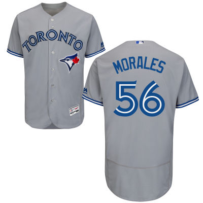 Men's Toronto Blue Jays #56 Franklin Morales Gray Road 2016 Flexbase Majestic Baseball Jersey