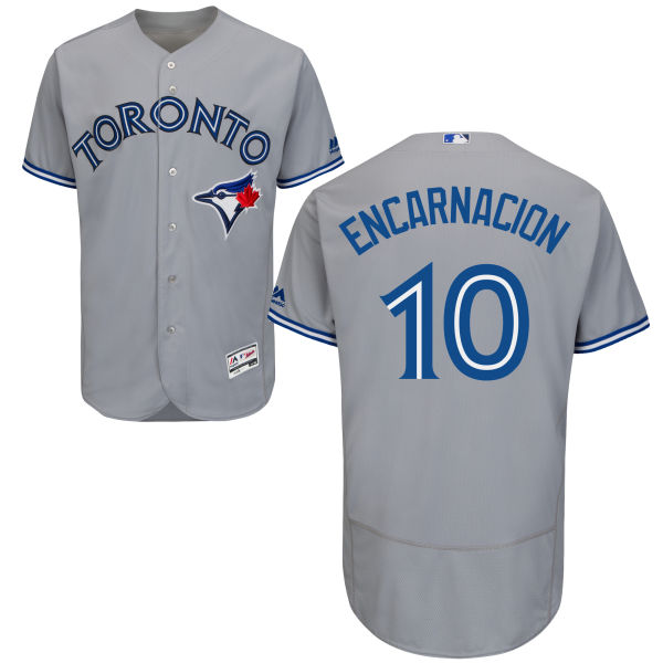 Men's Toronto Blue Jays #10 Edwin Encarnacion Gray Road 2016 Flexbase Majestic Baseball Jersey