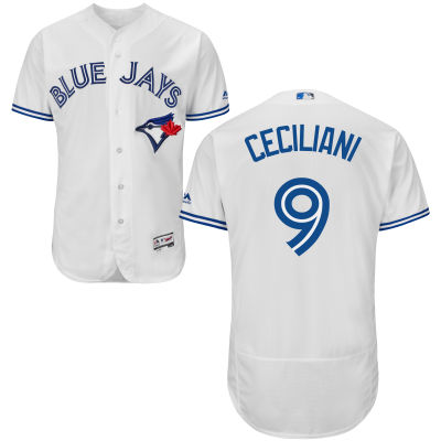 Men's Toronto Blue Jays #9 Darrell Ceciliani White Home 2016 Flexbase Majestic Baseball Jersey