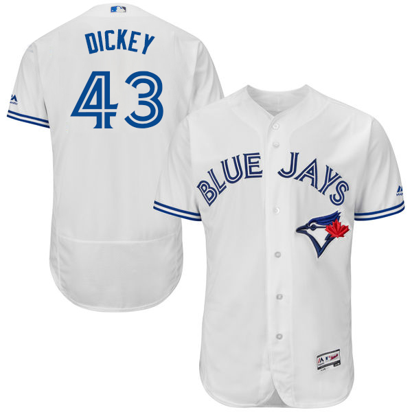 Men's Toronto Blue Jays #43 R.A. Dickey White Home 2016 Flexbase Majestic Baseball Jersey
