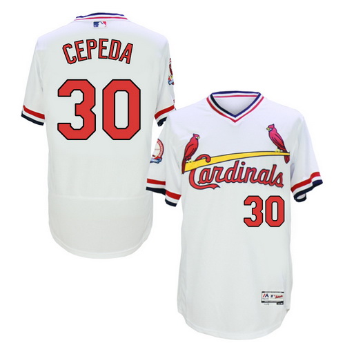 St. Louis Cardinals #30 Orlando Cepeda Retired White Pullover 2016 Flexbase Majestic Baseball Jersey
