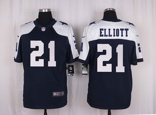 Men's Dallas Cowboys #21 Ezekiel Elliott Navy Blue Thanksgiving Alternate NFL Nike Elite Jersey