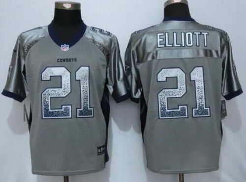 Men's Dallas Cowboys #21 Ezekiel Elliott Gray Drift Fashion NFL Nike Elite Jersey