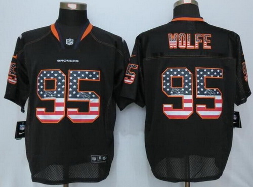 Men's Denver Broncos #95 Derek Wolfe Lights Out Black Ornamented NFL Nike Elite Jersey