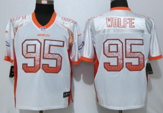 Men's Denver Broncos #95 Derek Wolfe White Drift Fashion NFL Nike Elite Jersey