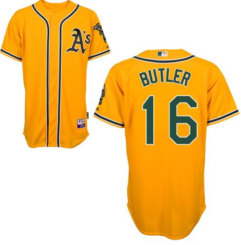 Men's Oakland Athletics #16 Billy Butler Yellow Cool Base Baseball Jersey