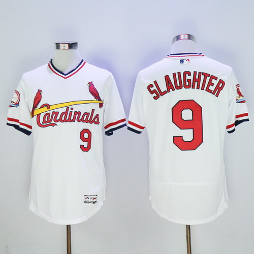 Men's St. Louis Cardinals #9 Enos Slaughter Retired White Pullover 2016 Flexbase Majestic Baseball Jersey
