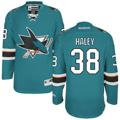 Men's San Jose Sharks #38 Micheal Haley Teal Green Home Jersey