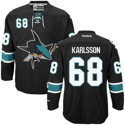 Men's San Jose Sharks #68 Melker Karlsson Teal Black Home Jersey