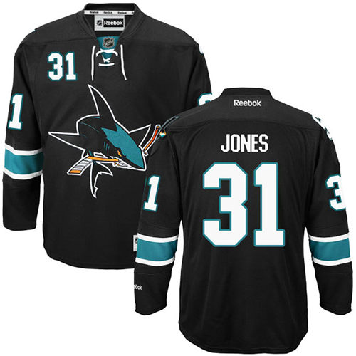 Men's San Jose Sharks #31 Martin Jones Black Premier Alternate Jersey