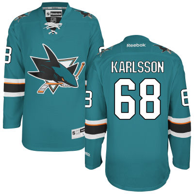 Men's San Jose Sharks #68 Melker Karlsson Teal Green Home Jersey