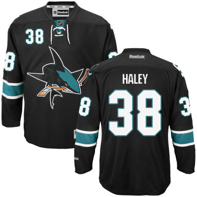 Men's San Jose Sharks #38 Micheal Haley Black Third Hockey Jersey