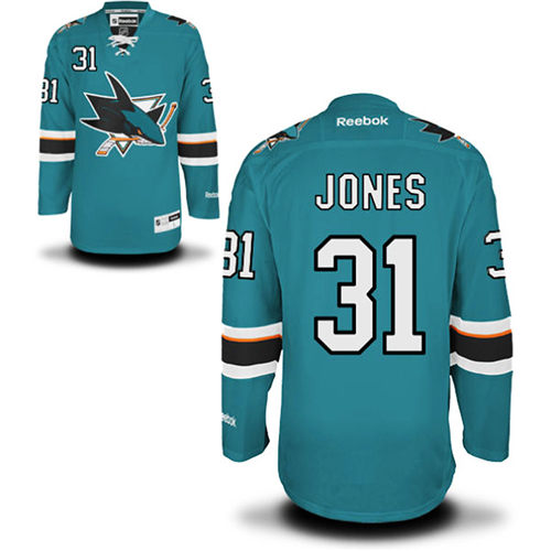 Men's San Jose Sharks #31 Martin Jones Teal Premier Home Jersey