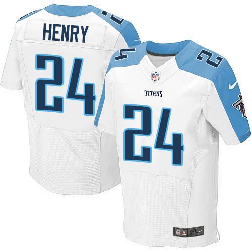 Nike Titans #24 Derrick Henry White Men's Stitched NFL Elite Jersey