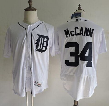 Men's Detroit Tigers #34 James McCann White Home 2016 Flexbase Majestic Baseball Jersey