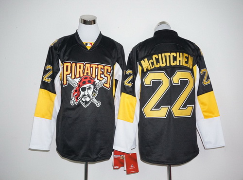 Men's Pittsburgh Pirates #22 Andrew McCutchen Black Long Sleeve Baseball Jersey
