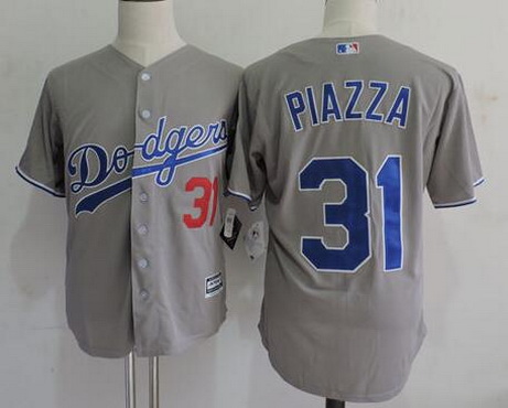 Men's Los Angeles Dodgers #31 Mike Piazza Retired Gray Collection Player Jersey