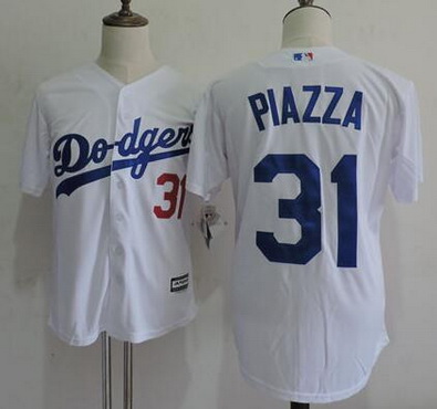 Men's Los Angeles Dodgers #31 Mike Piazza Retired White Collection Player Jersey