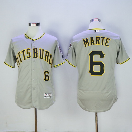 Men's Pittsburgh Pirates #6 Starling Marte Gray Road 2016 Flexbase Majestic Baseball Jersey
