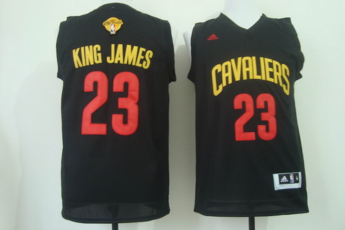 Men's Cleveland Cavaliers #23 King James Nickname 2016 The NBA Finals Patch Black Fashion Jersey